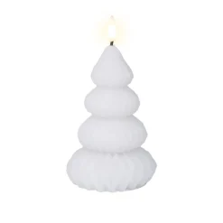 Lumineo Kerstdecoratie>Kaars led kerstboom wit 13 cm