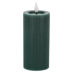 O'malley Kaarsen>Kaars rib melt LED 7 x 15 cm donkergroen