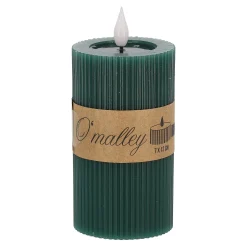 O'malley Kaarsen>Kaars rib melt LED 7 x 12 cm d.groen
