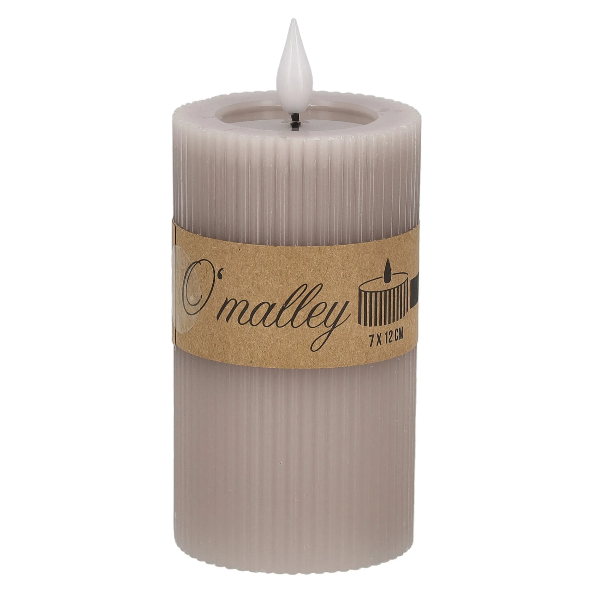 O'malley Kaarsen>Kaars rib melt LED 7 x 12 cm taupe