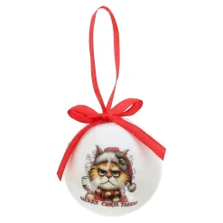 Kerstballen>Kerstbal kat wijn 6 cm