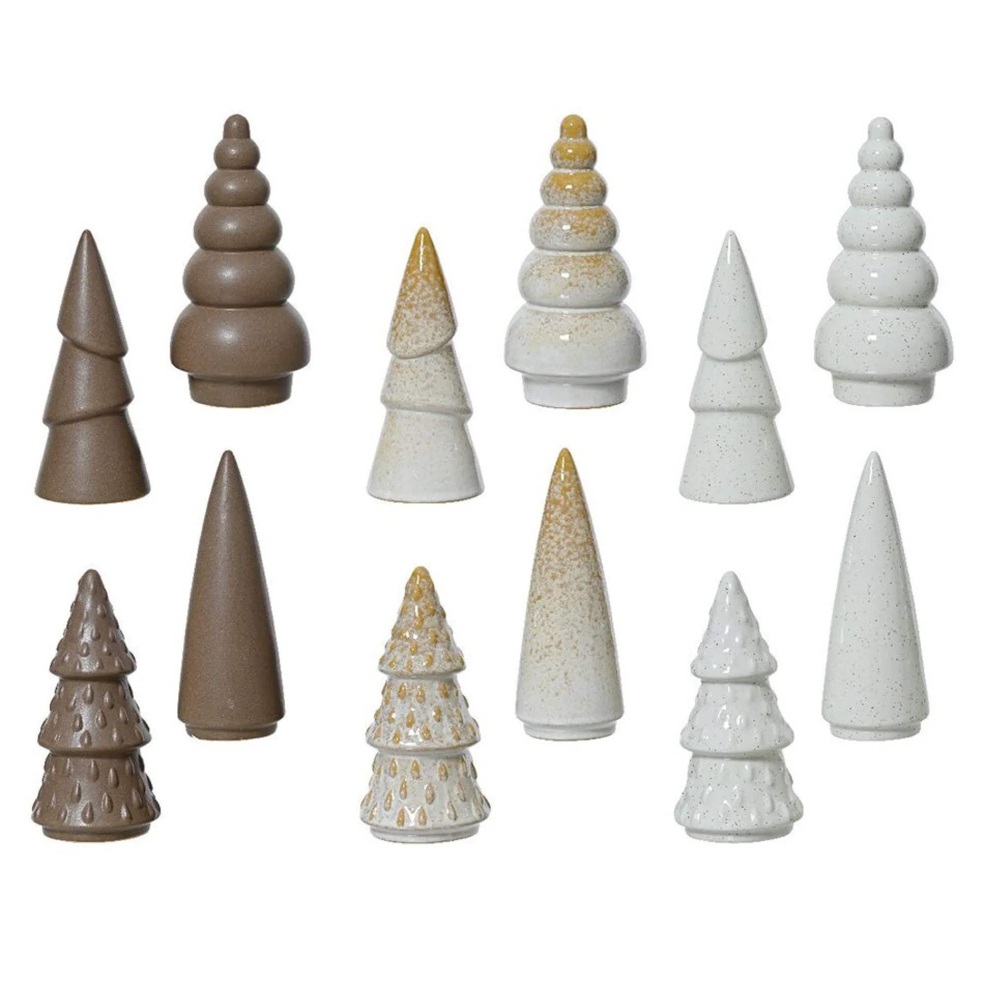 Kerstdecoratie>Kerstboom porselein beige 15 cm