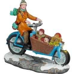 Luville Kerstdorp>Kerstdorp Bakfiets blauw 9x4x8cm