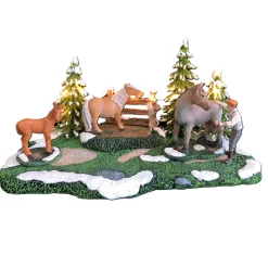 Kerstdorp>Kerstdorp paarden 25x15x13cm