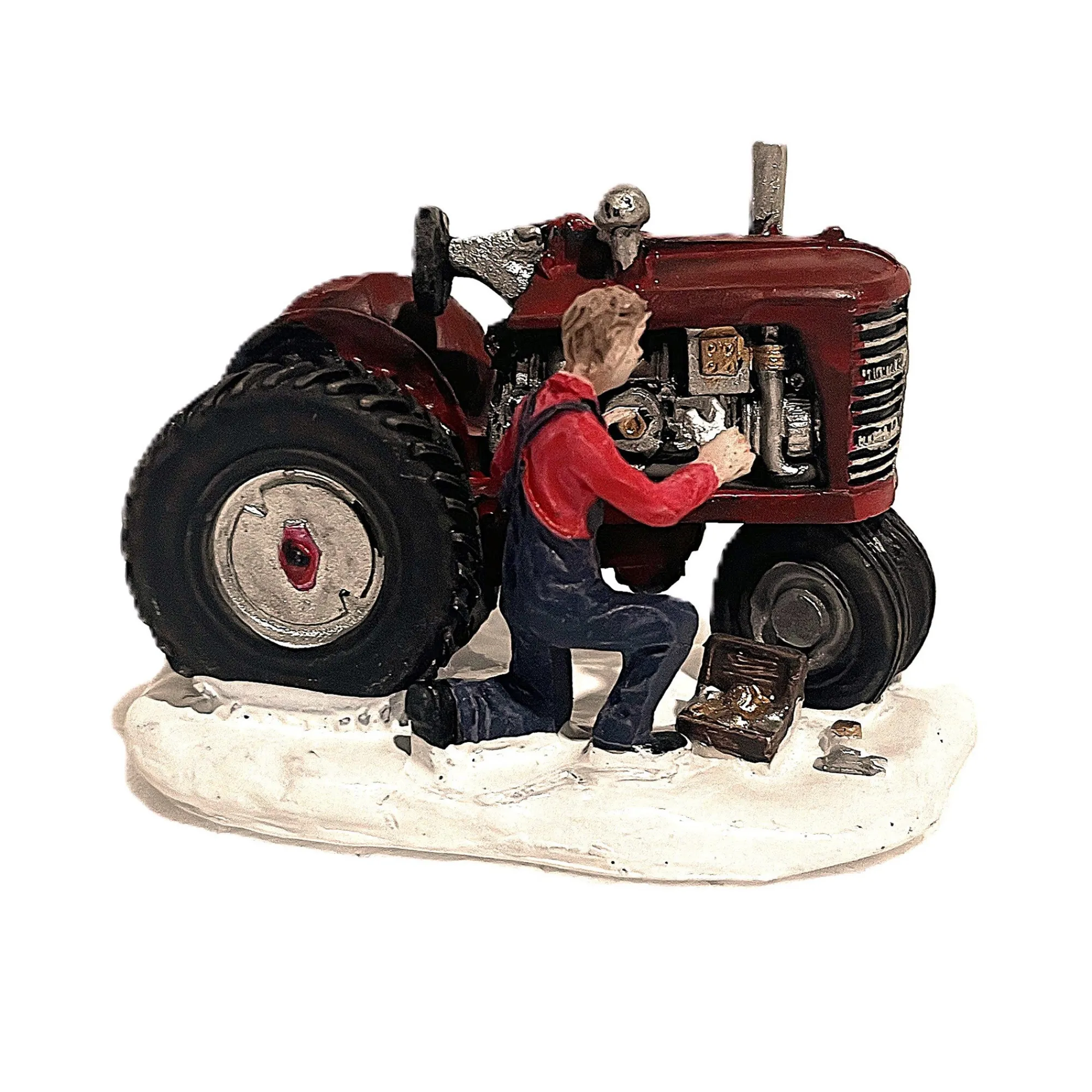 Kerstdorp>Kerstdorp tractor rood 9x5x6cm