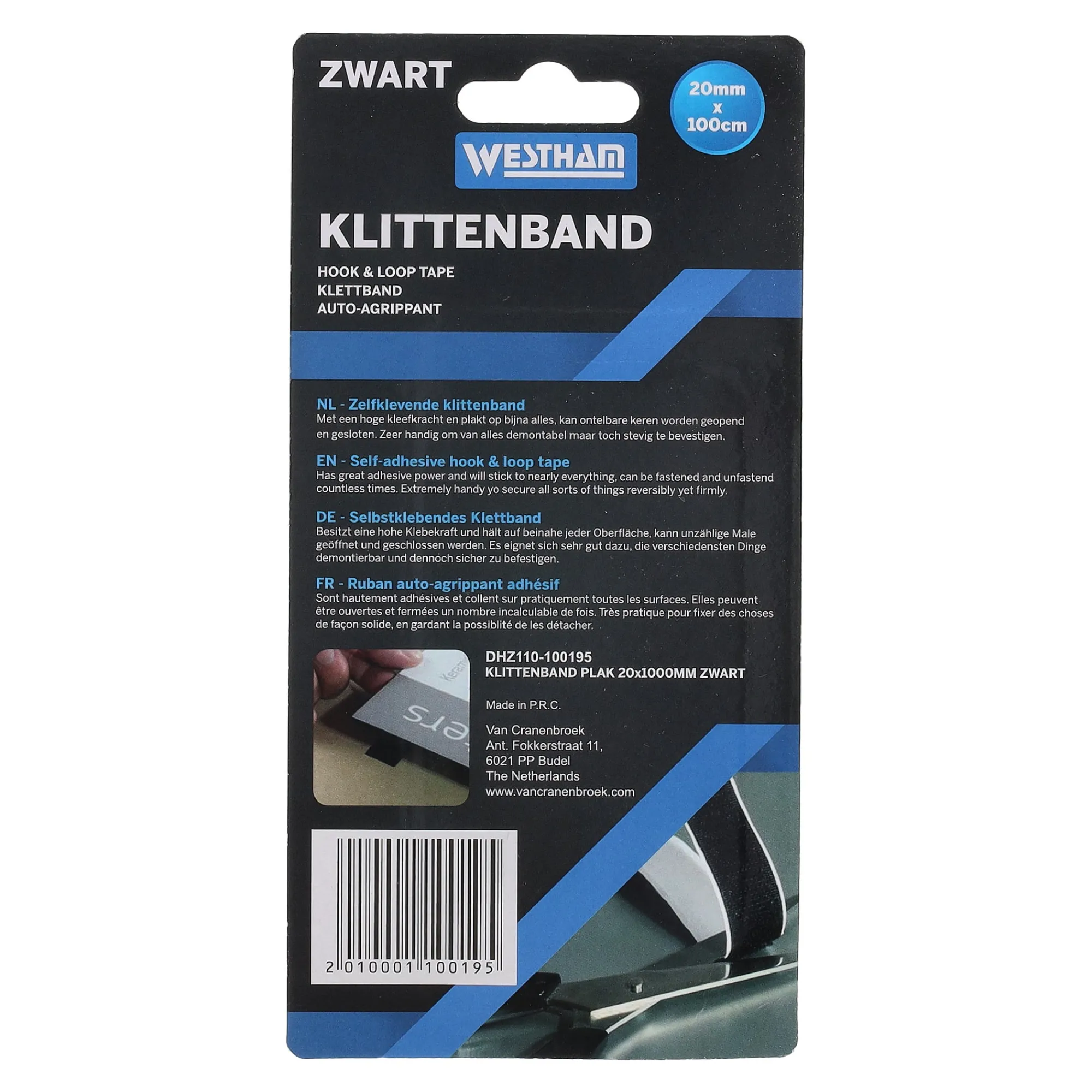 Westham Handgereedschap>Klittenband plak 20x1000mm zwart