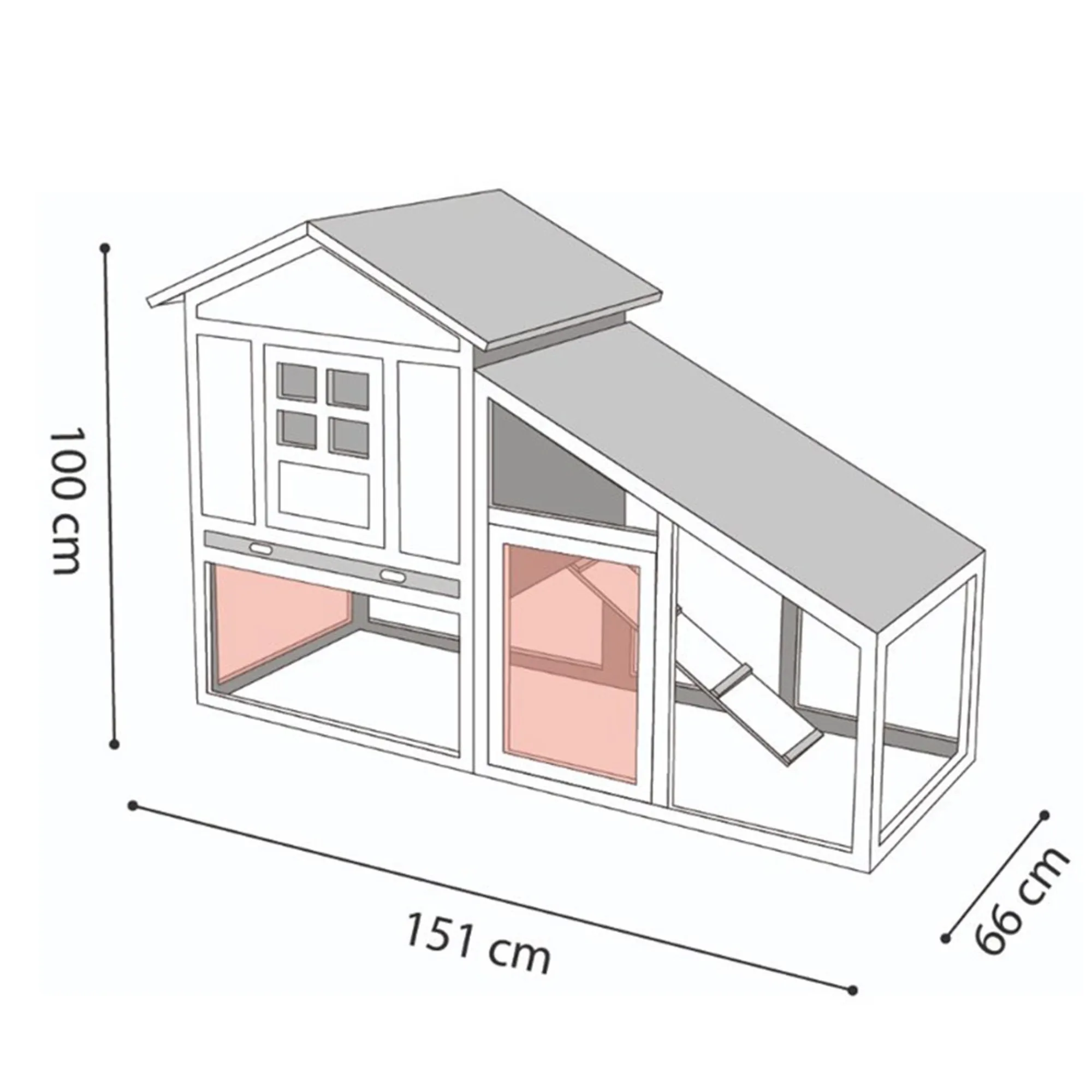 Flamingo Kooien En Hokken Knaagdier>Konijnenhok met ren quincy cottage 151cm