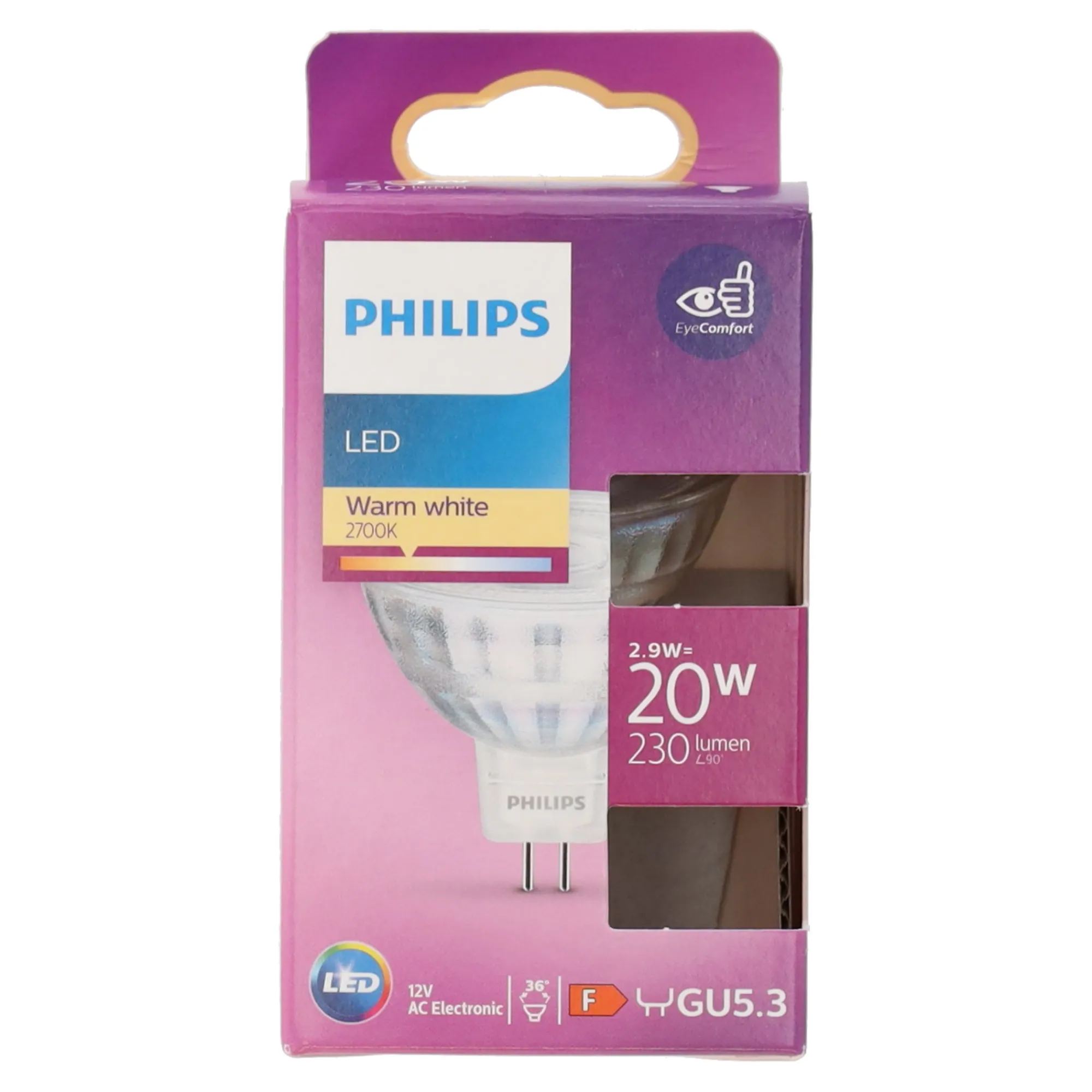 Philips Bouwlampen>Lamp LED 20W glas MR16 12V