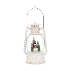 O'malley Kerstdecoratie>Lantaarn glitter sneeuwman wit 20cm