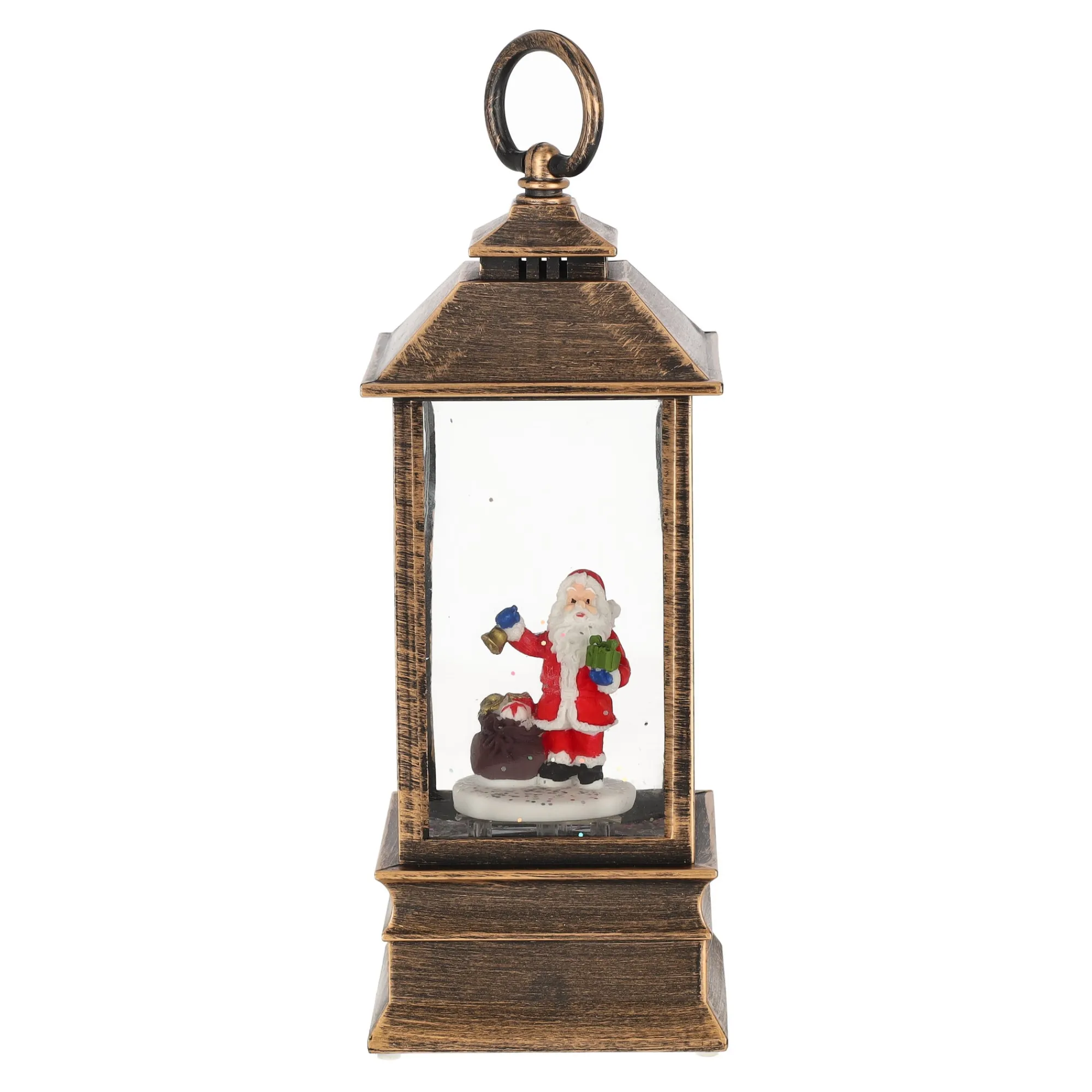 O'malley Kerstdecoratie>Lantaarn kerstman glitter 22 cm