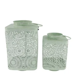 Natural Collections Woondecoratie>Lantaarn metaal groen 19x19x33