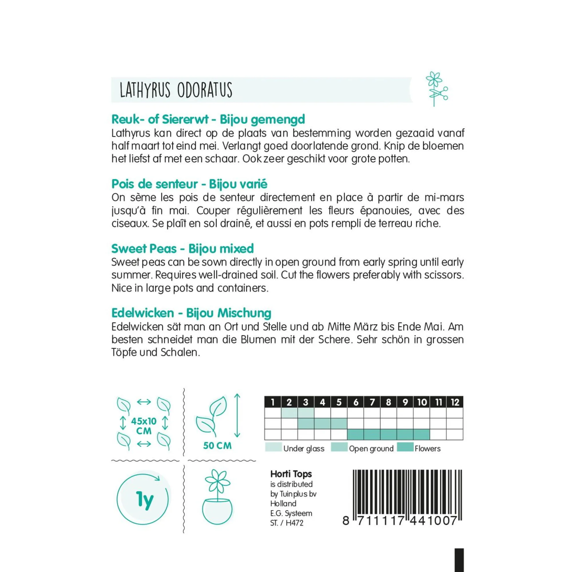 Horti Tops Moestuin>Lathyrus Bijou Mix