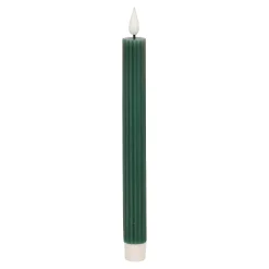 O'malley Kaarsen>LED dinerkaars ribbel donker groen 25 cm