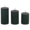 O'malley Kaarsen>LED Kaars rib melt 3st donkergroen