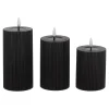 O'malley Kaarsen>LED Kaars rib melt 3st zwart