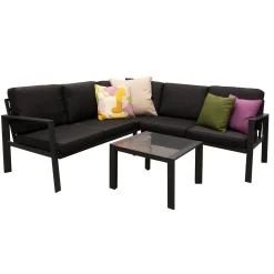 Bois le Duc Loungesets>Loungeset Barberi antraciet met kussens