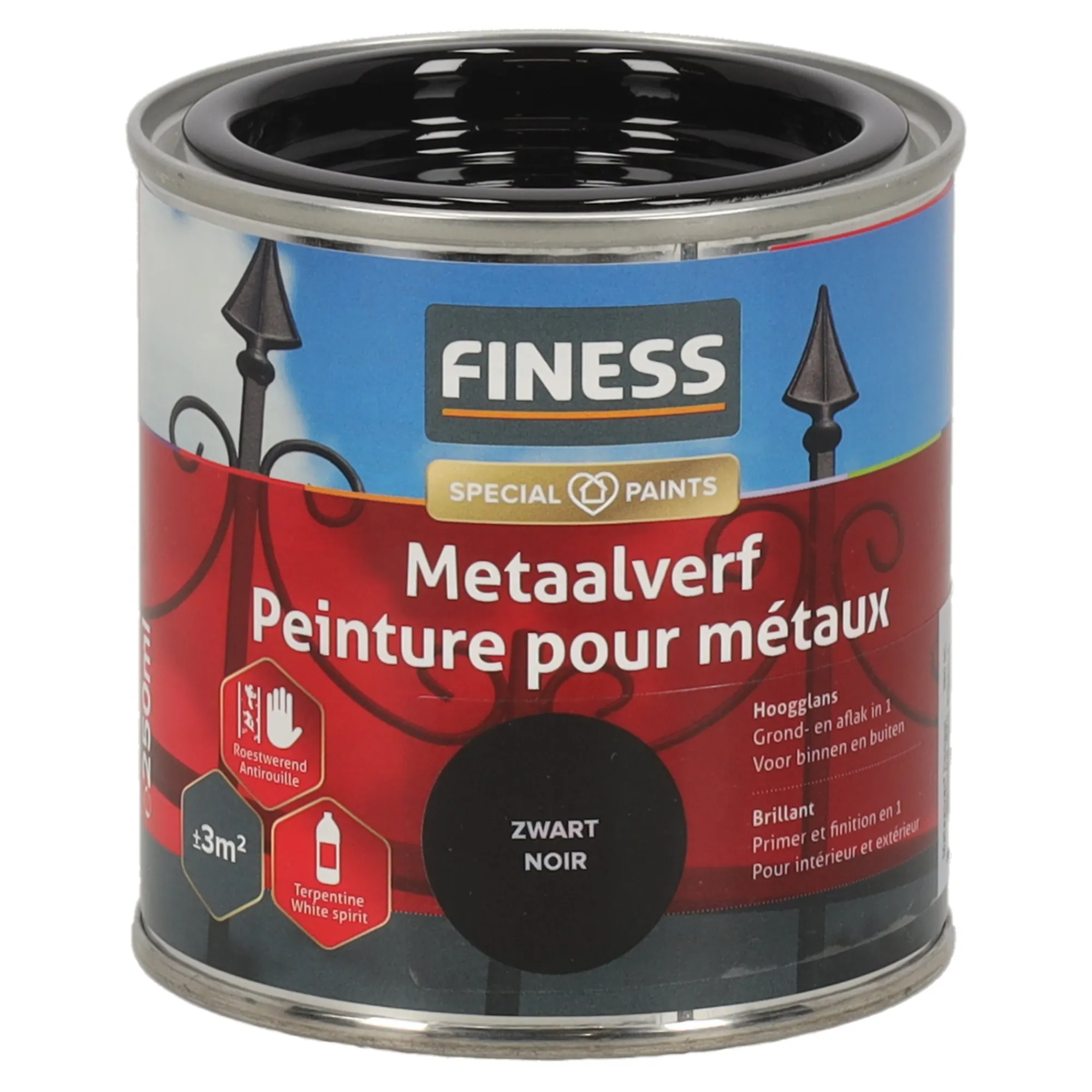 Finess Lakken>Metaalverf hoogglans zwart 9005 250