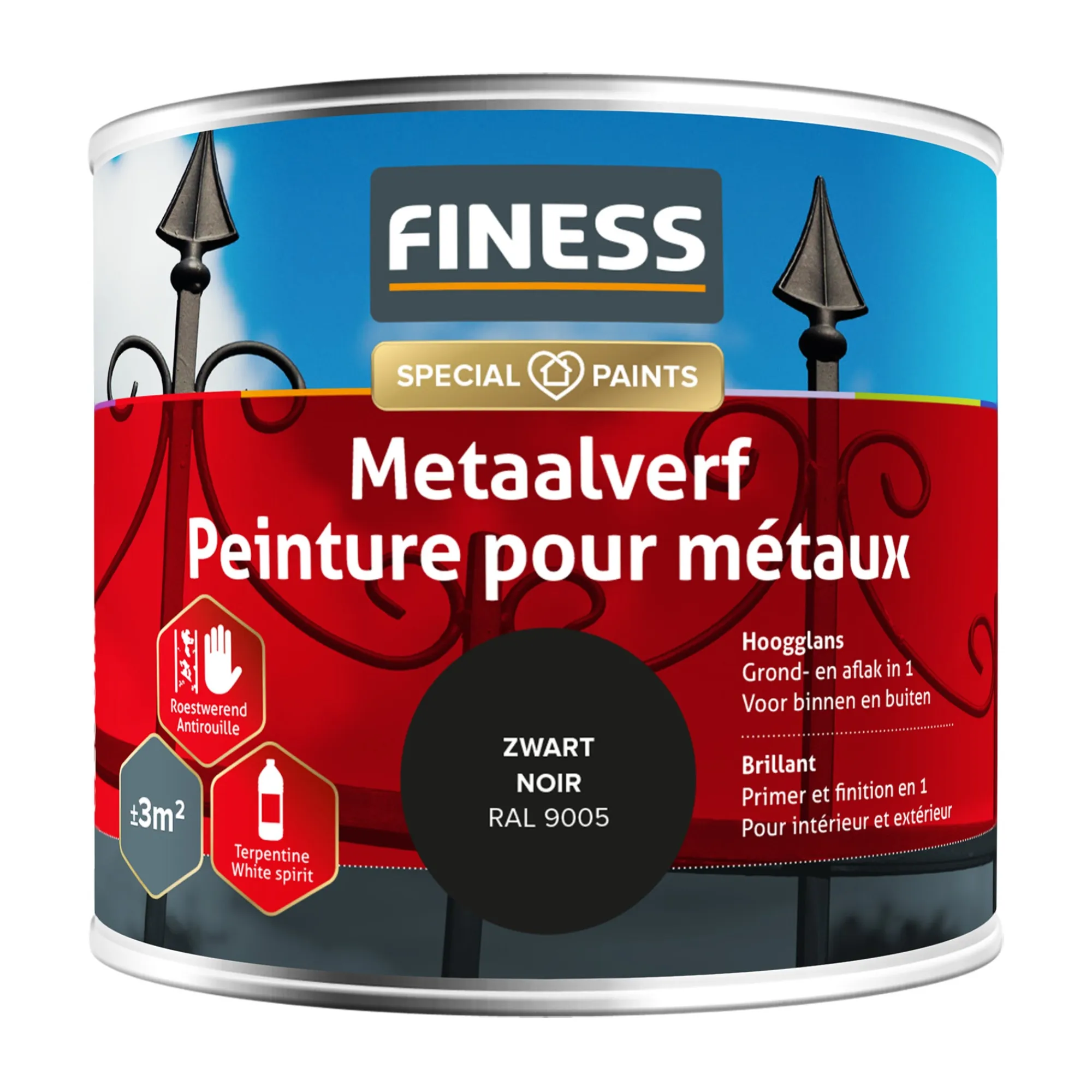 Finess Lakken>Metaalverf hoogglans zwart 9005 250
