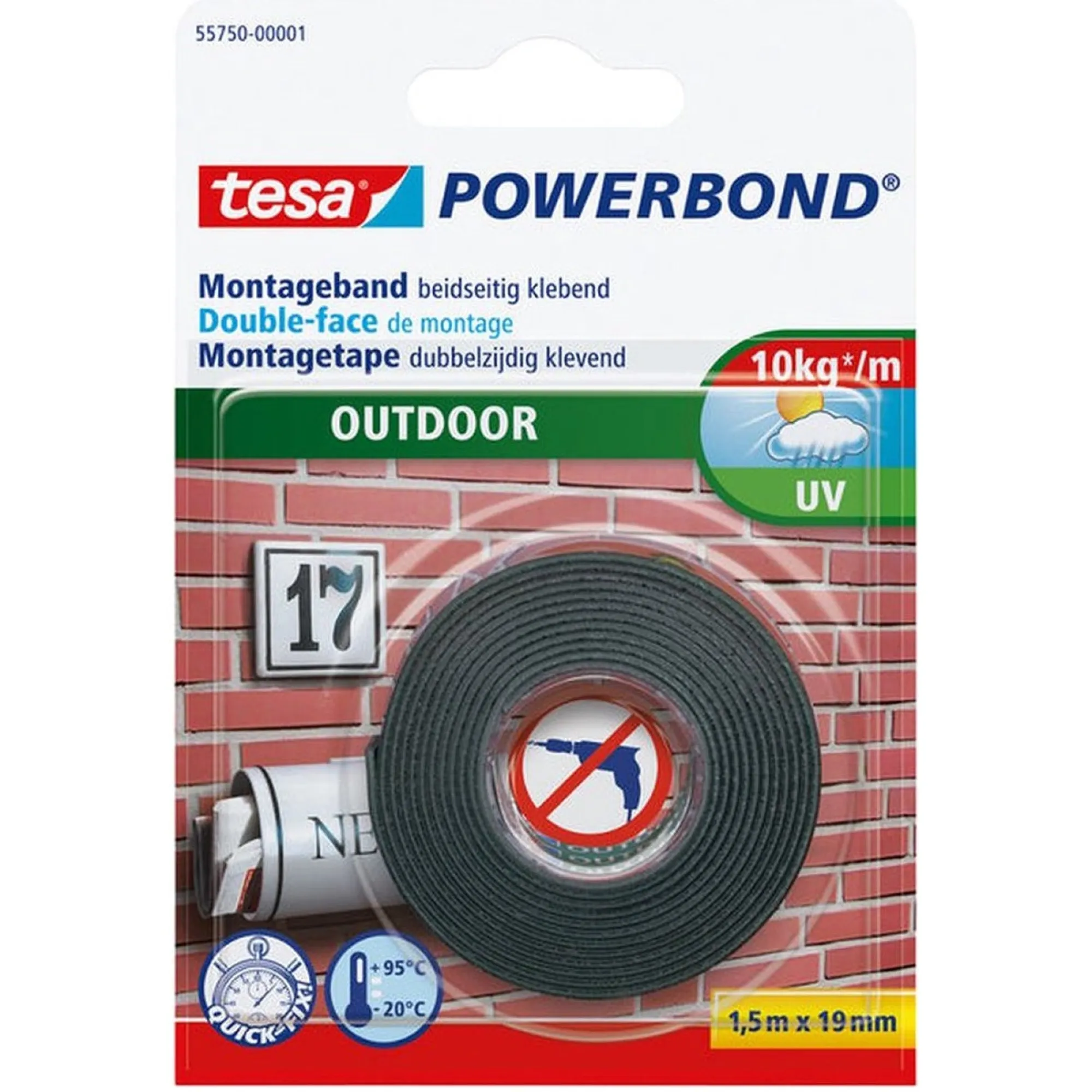 Tesa Bouw>Montagetape outdoor 19mmx1.5M