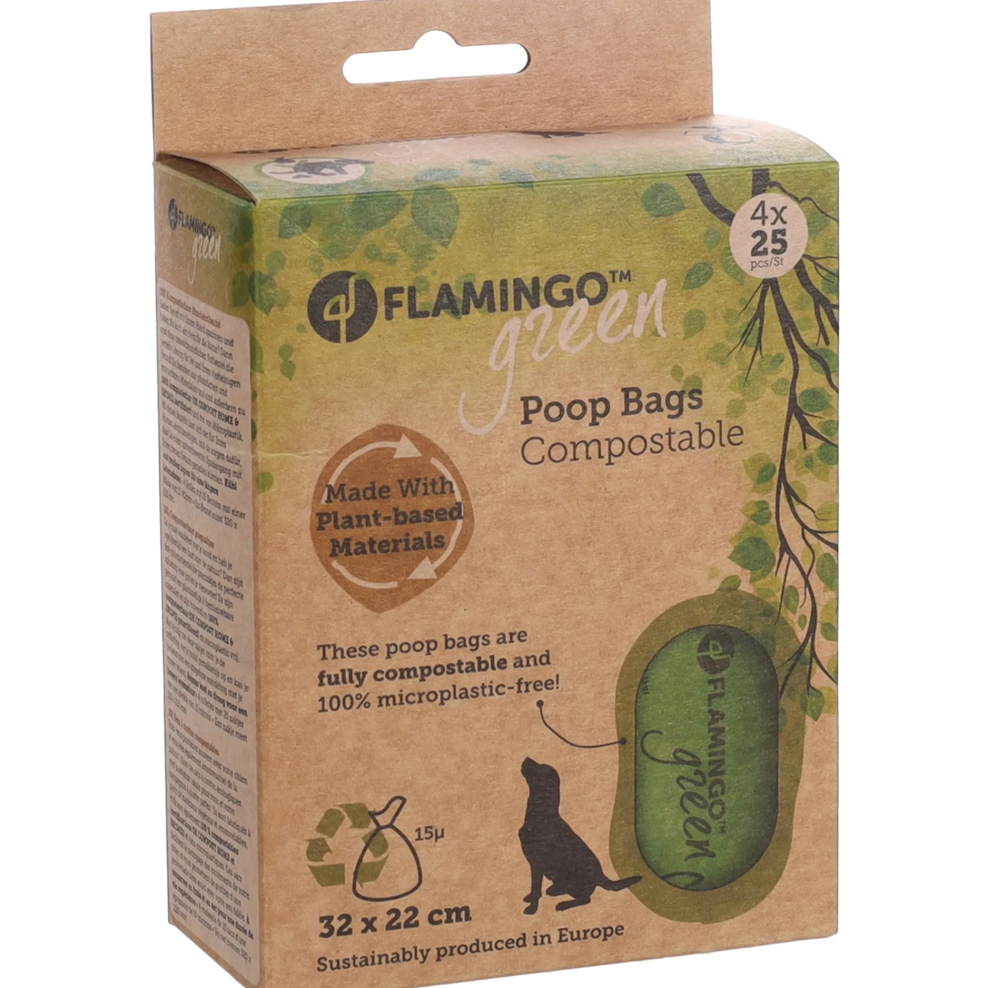 Flamingo Hondenverzorging>Poepzak composteerbaar cardun 4x25st