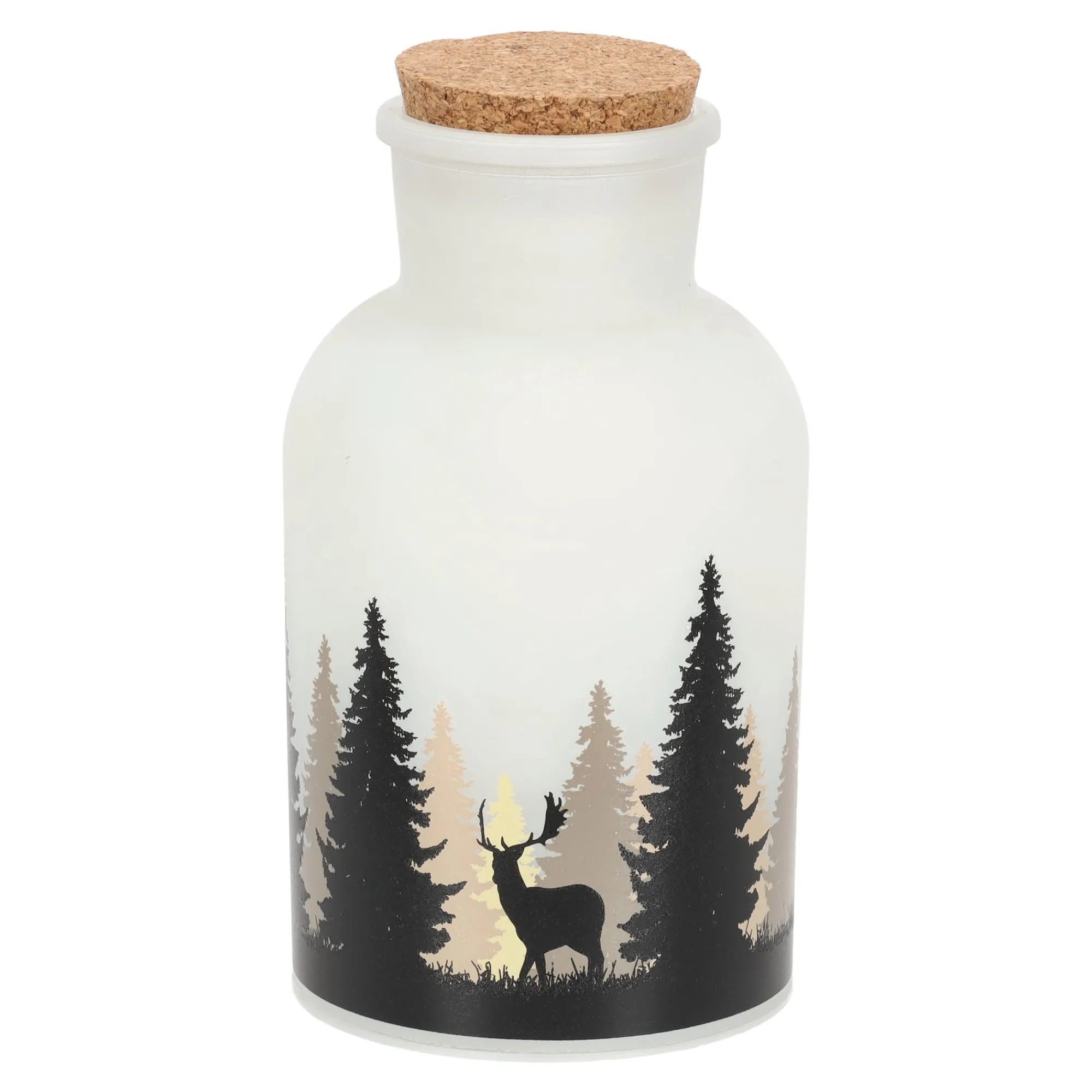 Kerstverlichting|Kerstdecoratie>Pot glas met print LED 10 x 20 cm