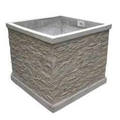 Mega Collections Tuindecoratie>Pot Jambi Slate cube grey 20 cm