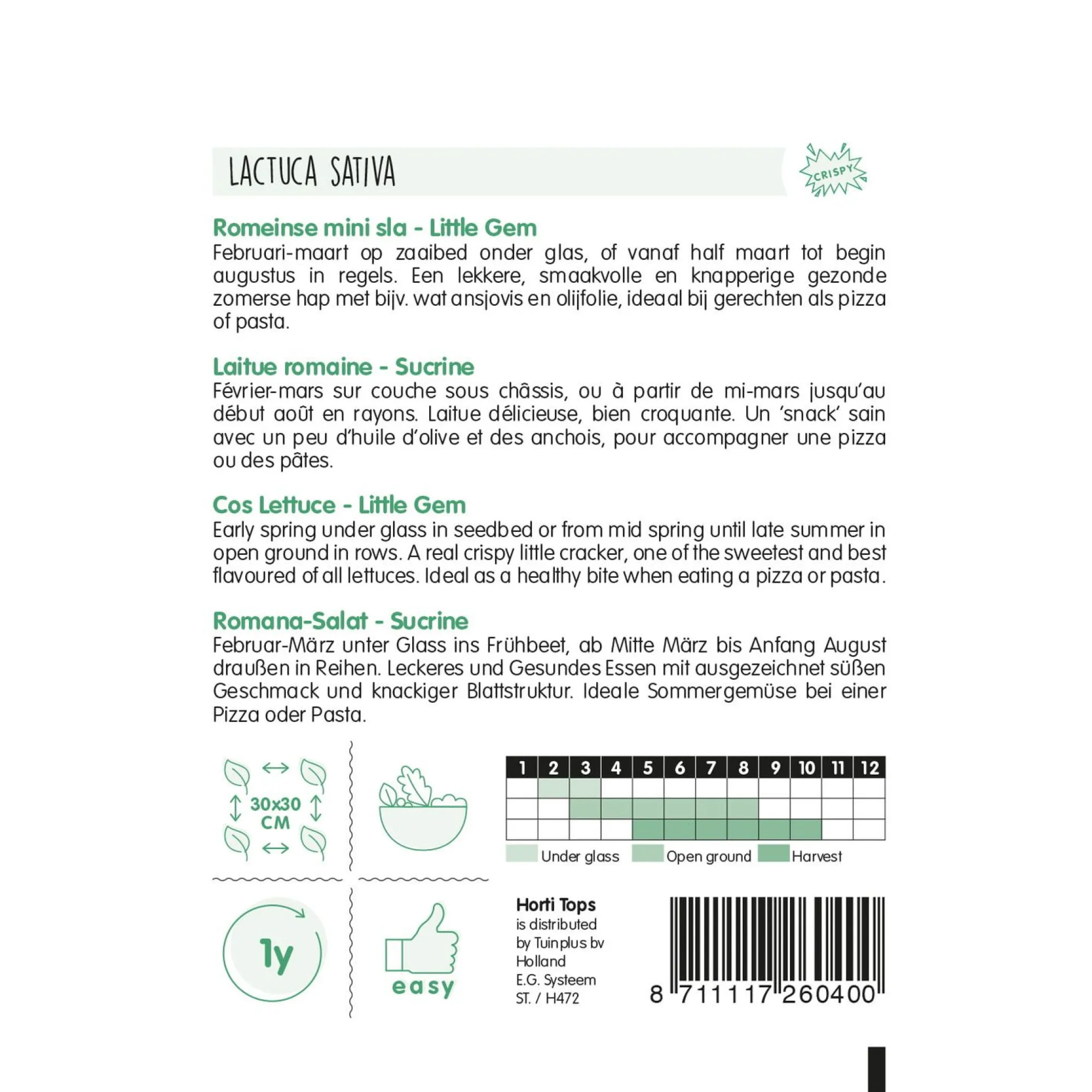 Horti Tops Moestuin>Romeinse mini sla little gem