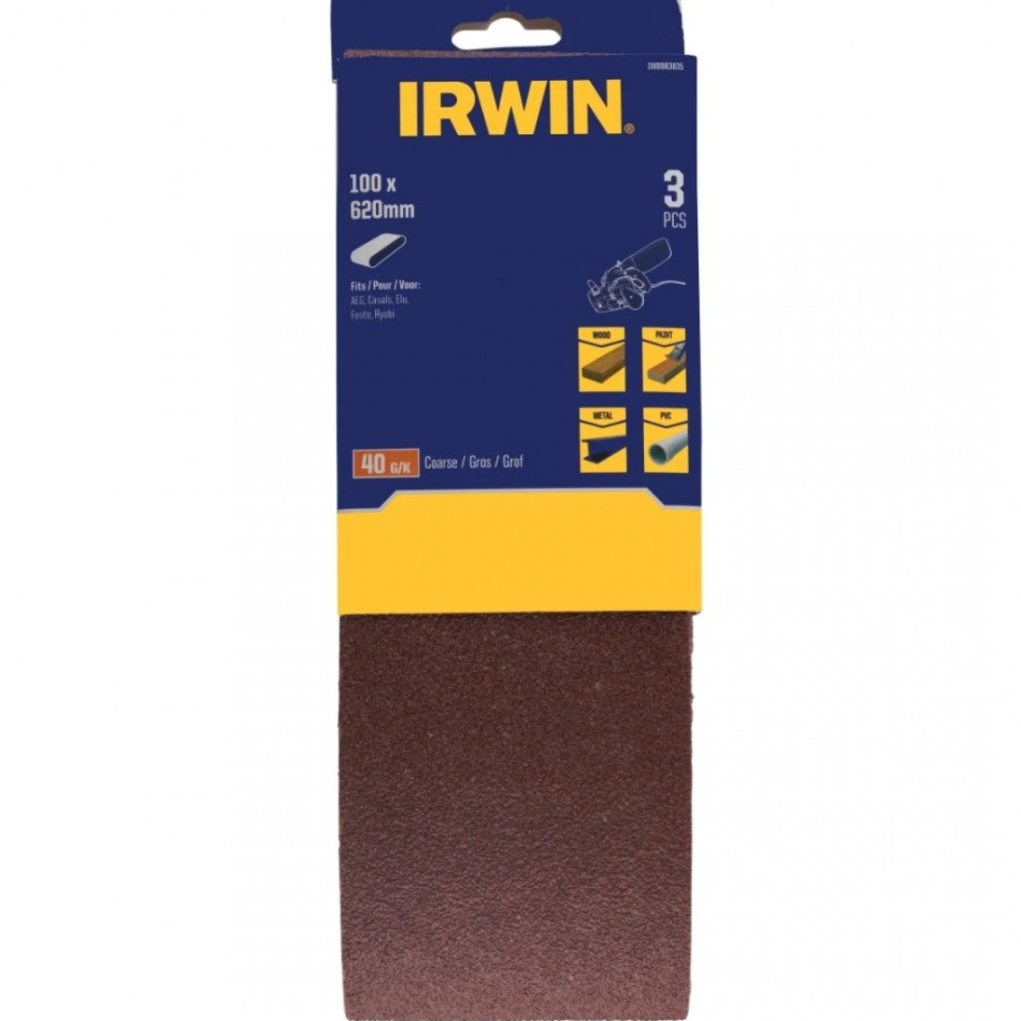 Irwin Toebehoren Elektrisch Gereedschap>Schuurband 100 x 610 mm K40 3st.
