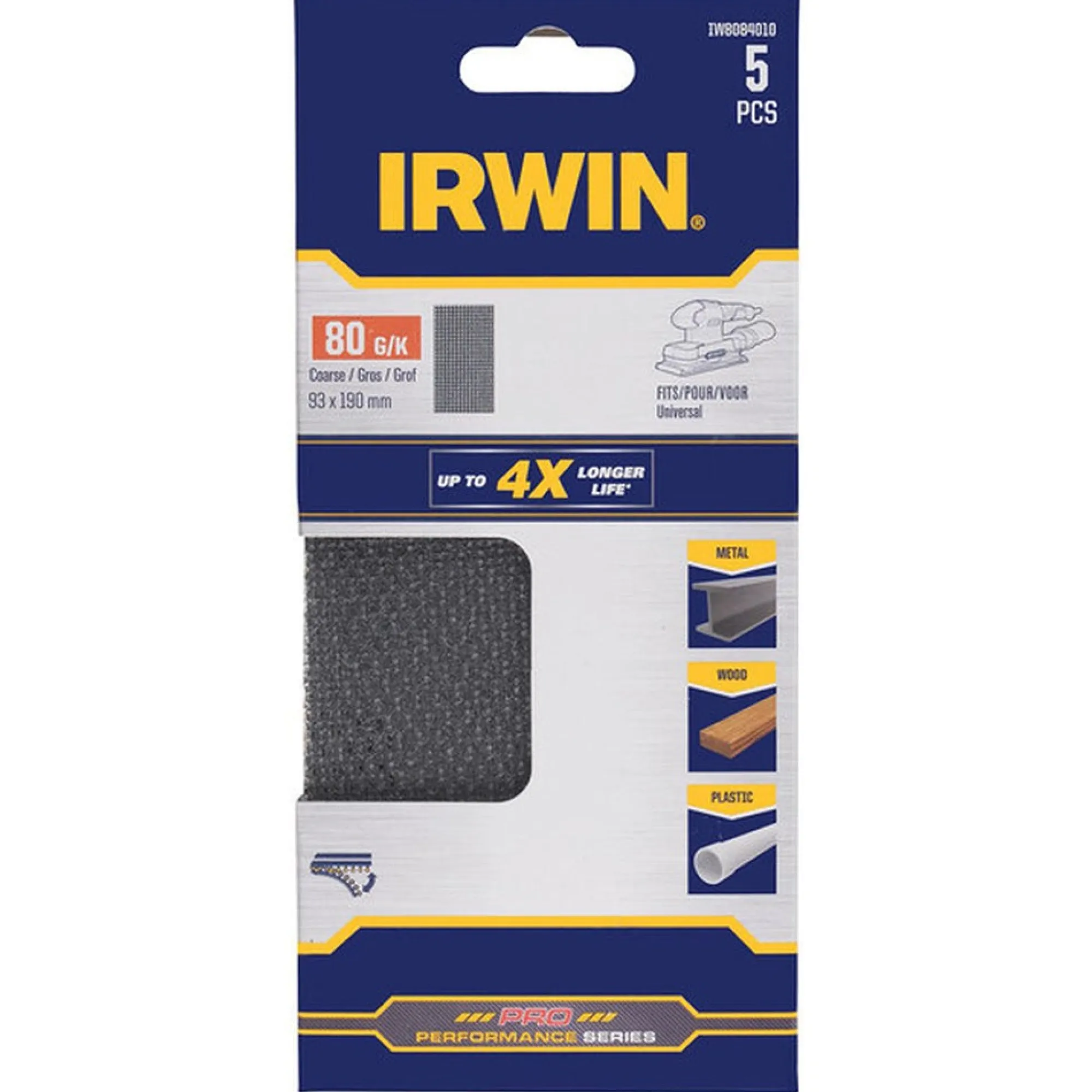 Irwin Toebehoren Elektrisch Gereedschap>Schuurgaas 190 x 93 mm K80 5st.