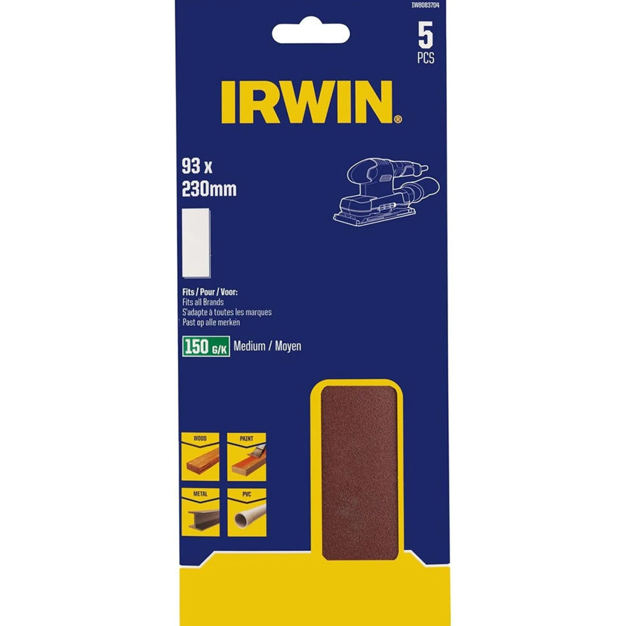 Irwin Toebehoren Elektrisch Gereedschap>Schuurstrook 230 x 93 mm K150 5st. klem