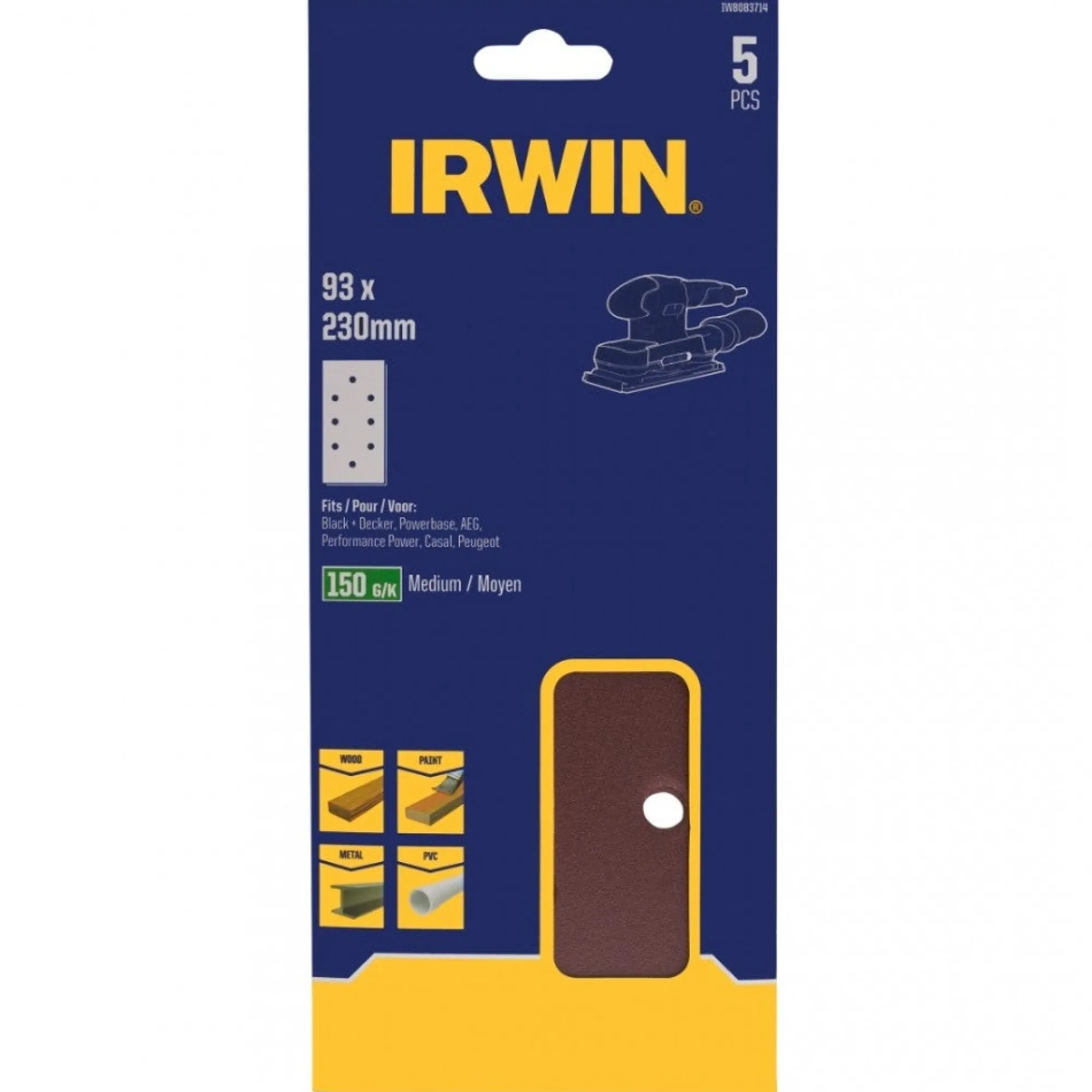 Irwin Toebehoren Elektrisch Gereedschap>Schuurstrook 230 x 93 mm K150 5st. klem
