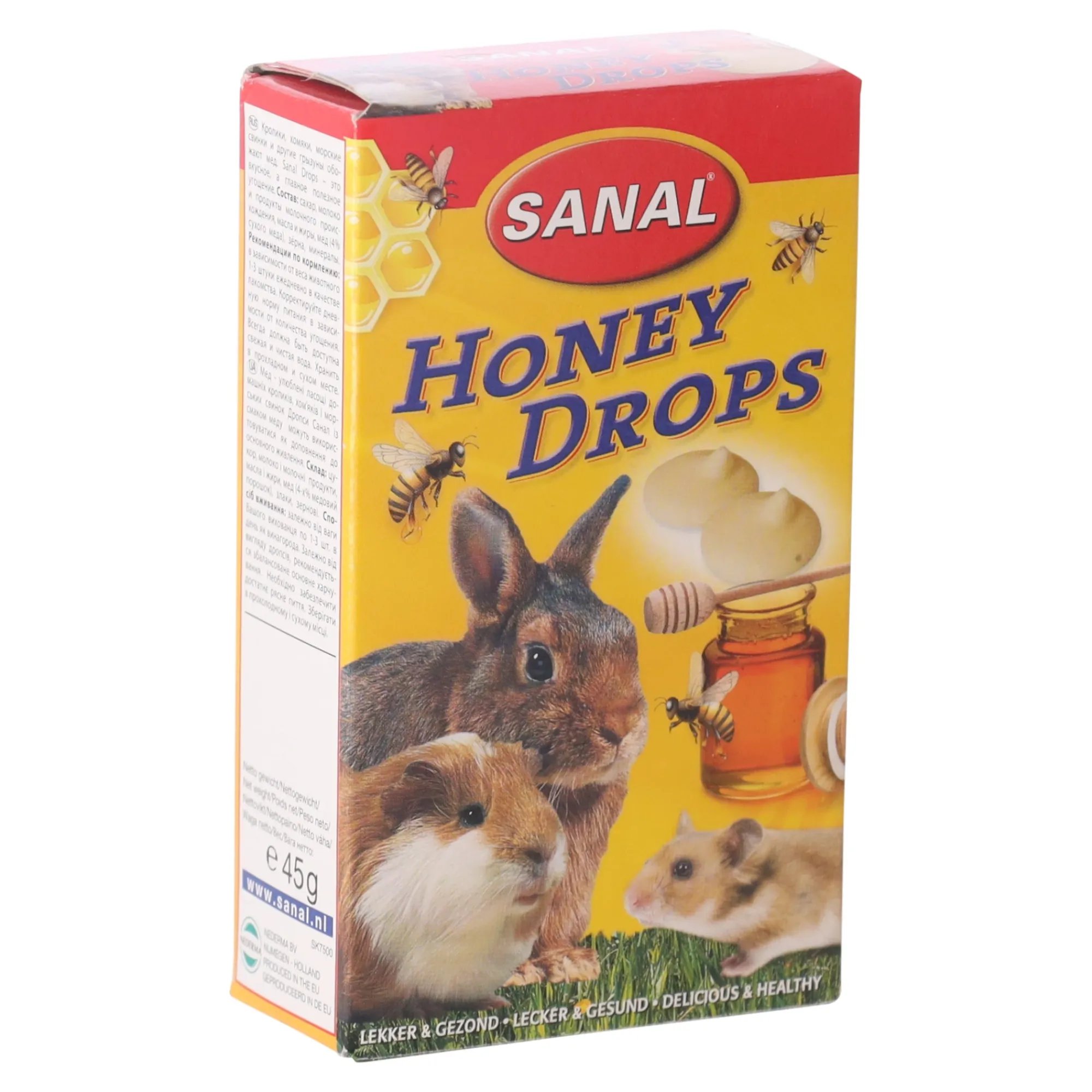 Sanal Knaagdieren Snacks>Snack knaagdier drop honey 45g