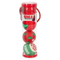 Kong Hondenspeelgoed>Speelgoed hond kerst bal 4 pak M