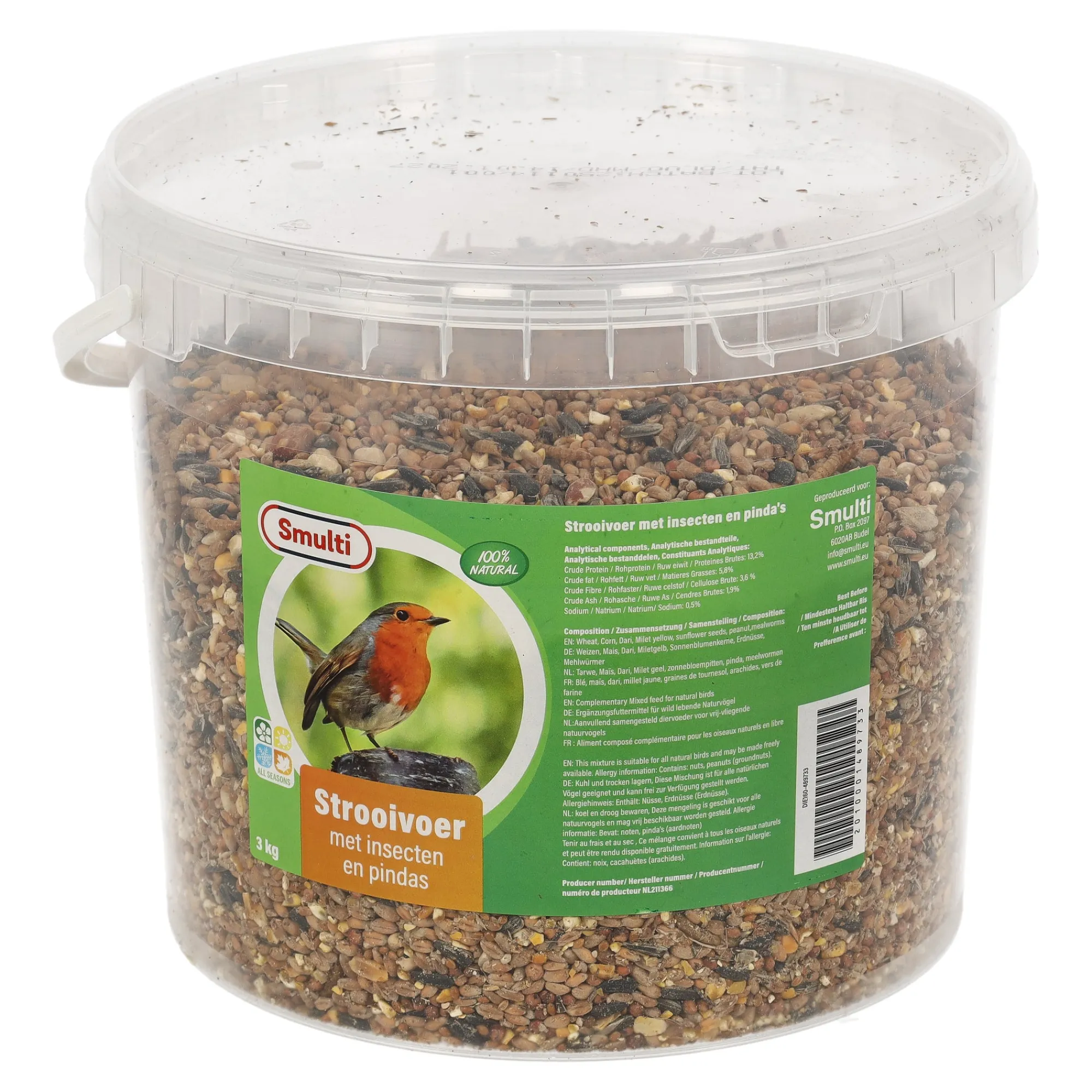 Smulti Vogelvoer>Strooivoer insecten met pindas 3kg