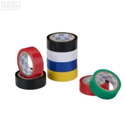 Black&Decker Bouw>Tape isolatie 18mmx5m 8st assorti Black+Decker