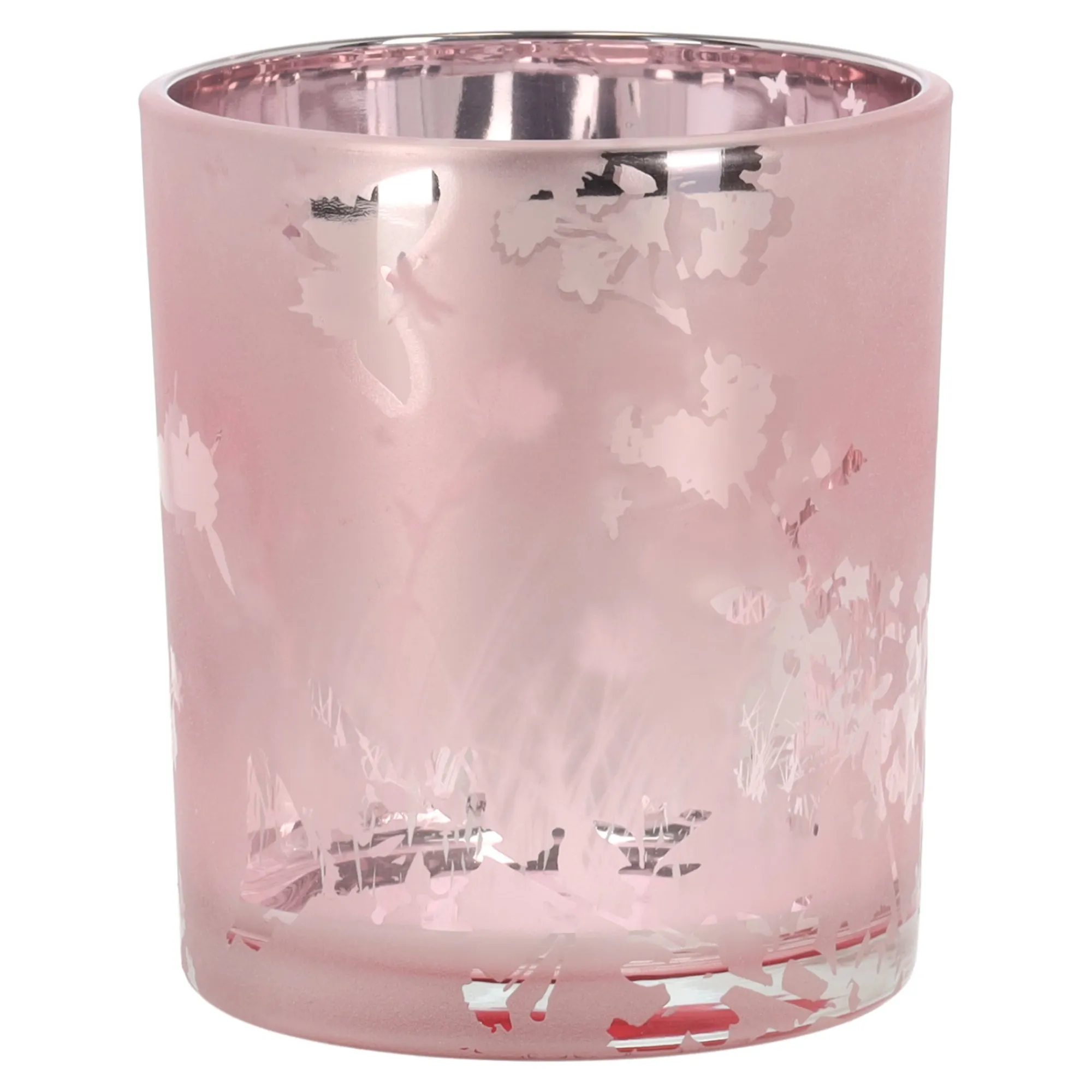 Van Cranenbroek Pasen>Theelicht glas vlinder roze 10cm