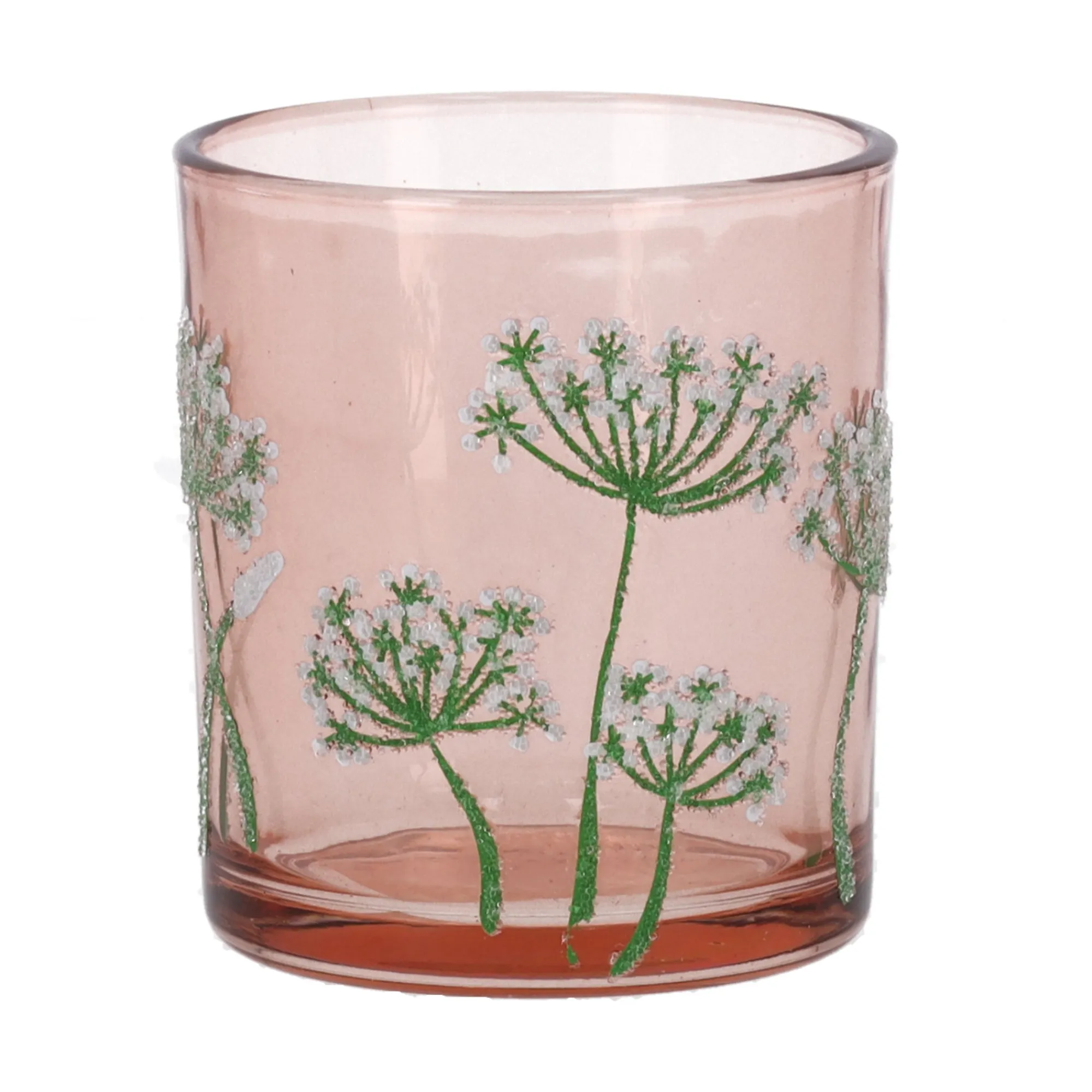 O'malley Kaarsen>Theelichthouder glas bloemen 8 cm