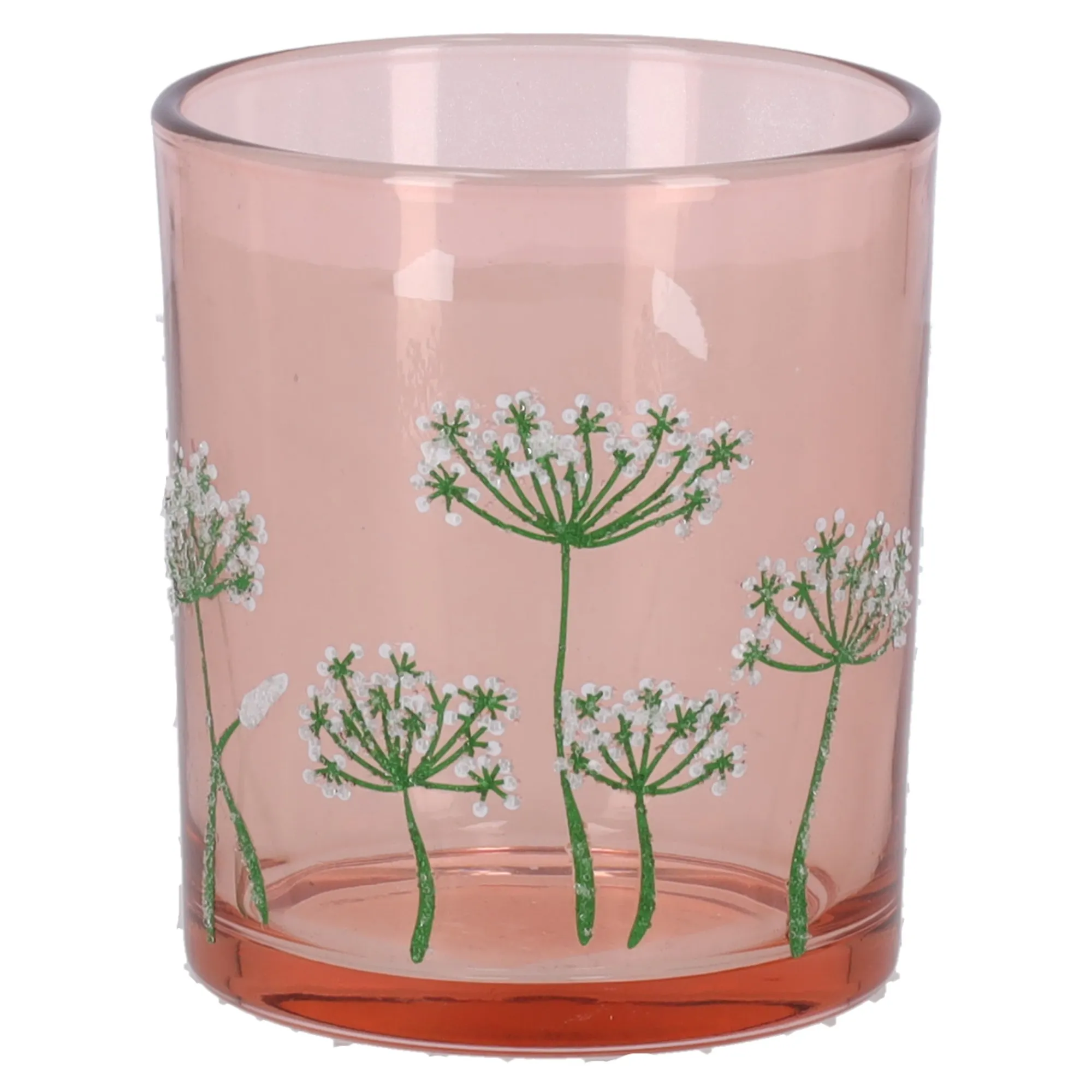 O'malley Kaarsen>Theelichthouder glas bloemen 10 cm