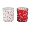 Natural Collections Kerstdecoratie>Theelichthouder glas snoepstok 7x8cm