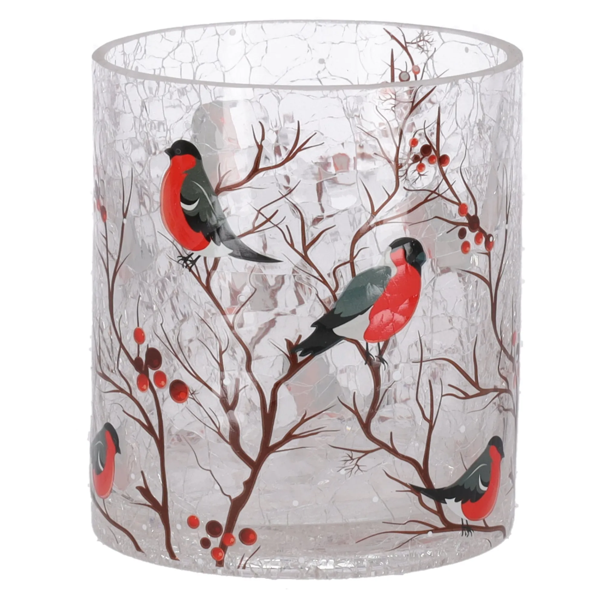 Natural Collections Kaarsen>Theelichthouder glas vogels 9 x 9 x 10 cm