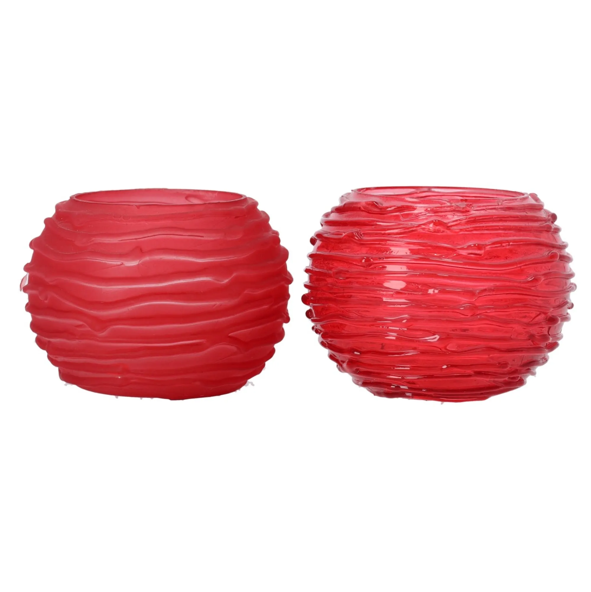Natural Collections Kaarsen>Theelichthouder van glas rood 10 x 10 x 8 cm
