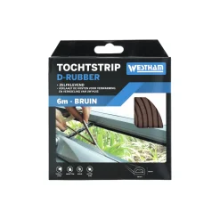 Westham Woondecoratie>Tochtstrip D rubber 6 meter bruin