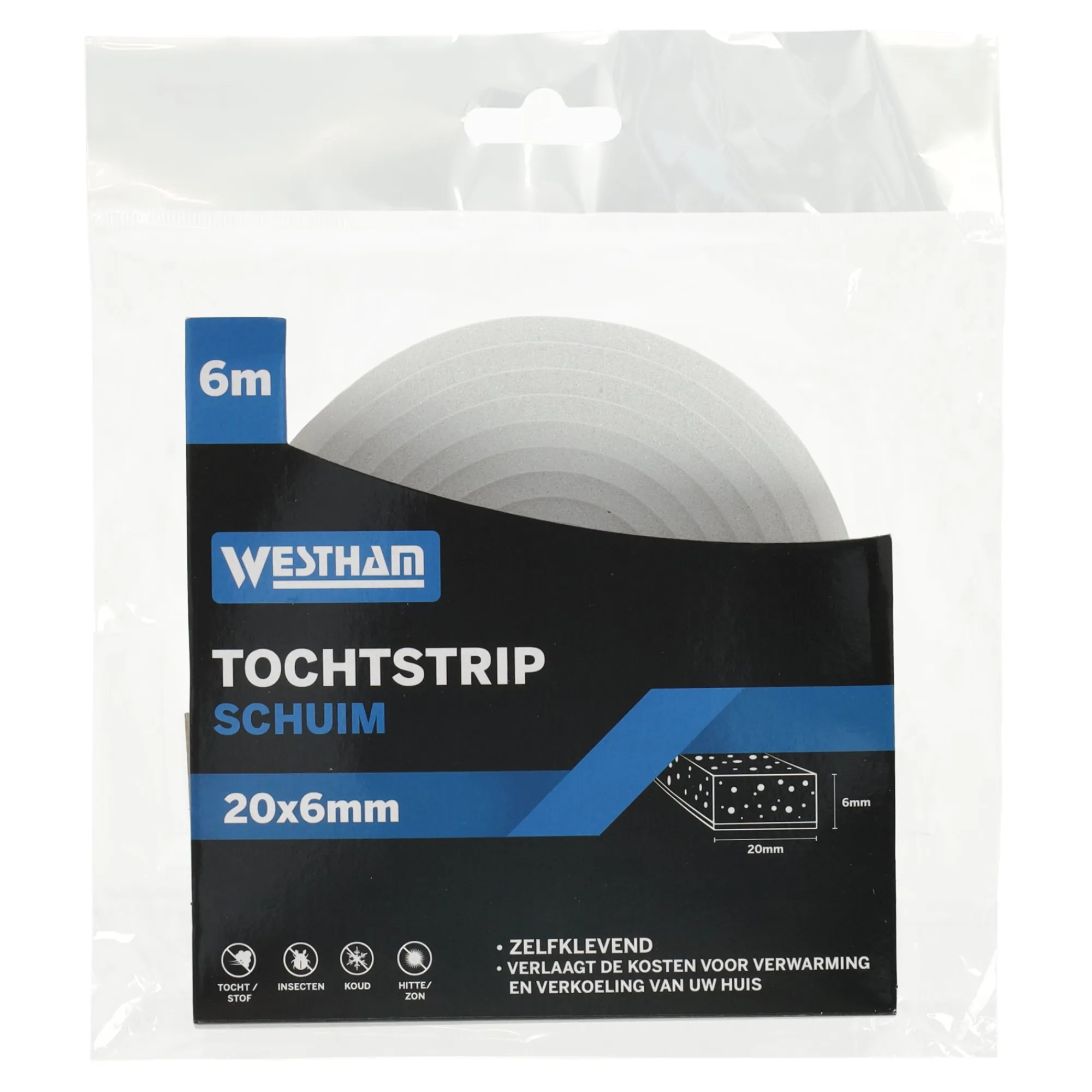 Westham Woondecoratie>Tochtstrip zelfklevend schuim 20 x 6 mm