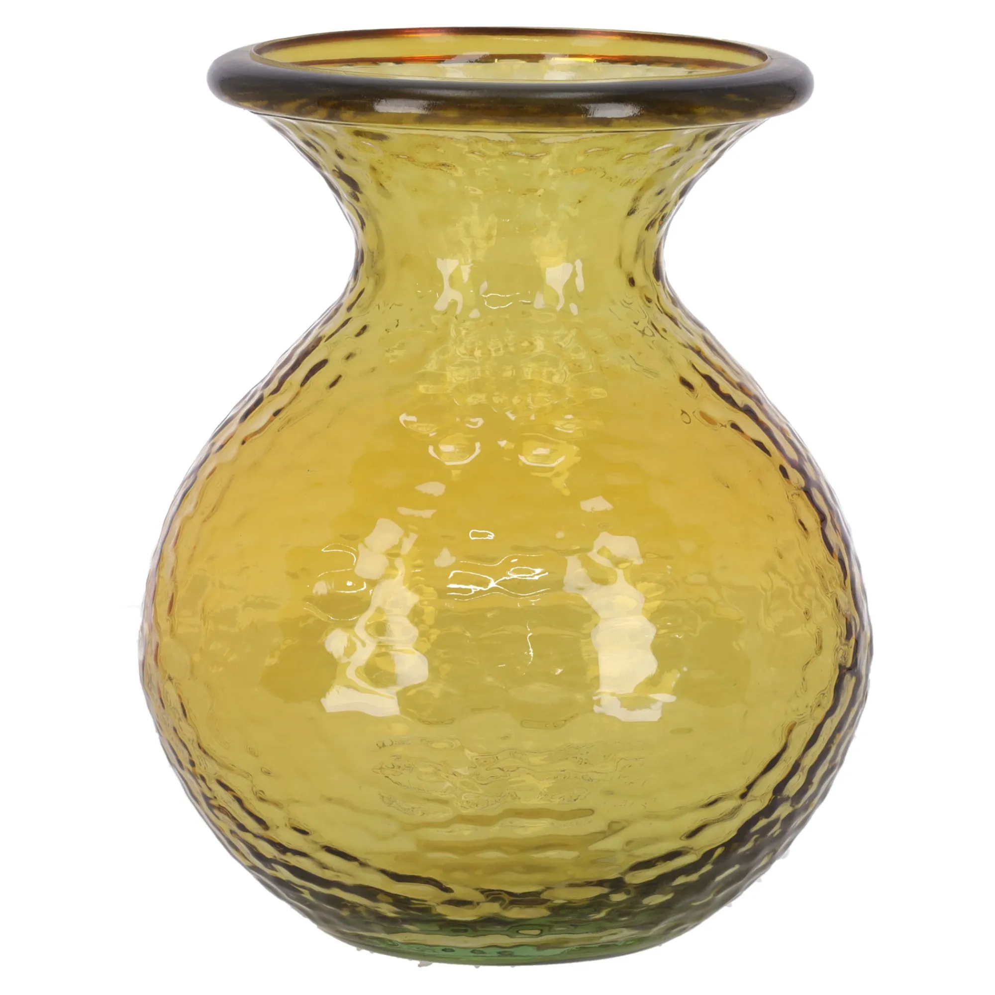 Natural Collections Vazen En Potten>Vaas glas recycle 18 cm geel