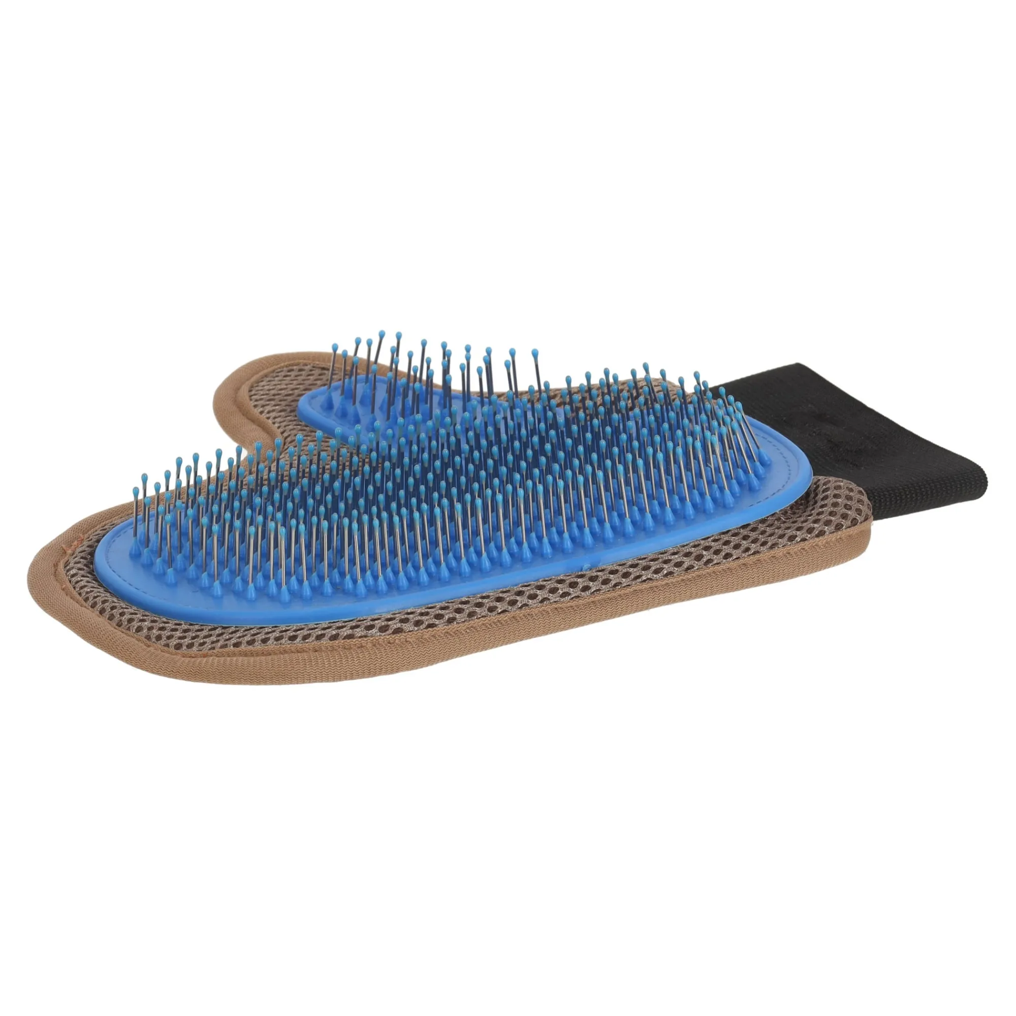 Friendly Pet Hondenverzorging>Verzorgingshandschoen+pinnen Pienna taupe/blauw FP