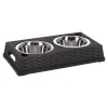 Friendly Pet Voerbak Kat>Voederbak duo vlechtwerk bruin 17cm
