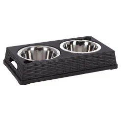 Friendly Pet Voerbak Kat>Voederbak duo vlechtwerk bruin 17cm