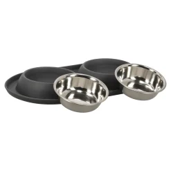 Friendly Pet Drink- En Voerbak Hond>Voerbak duo rond Grafa 2x220ml d.grijs FP