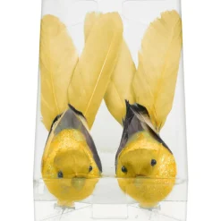 Natural Collections Woondecoratie>Vogel op clip geel 18 x 4 x 5 cm 2st.