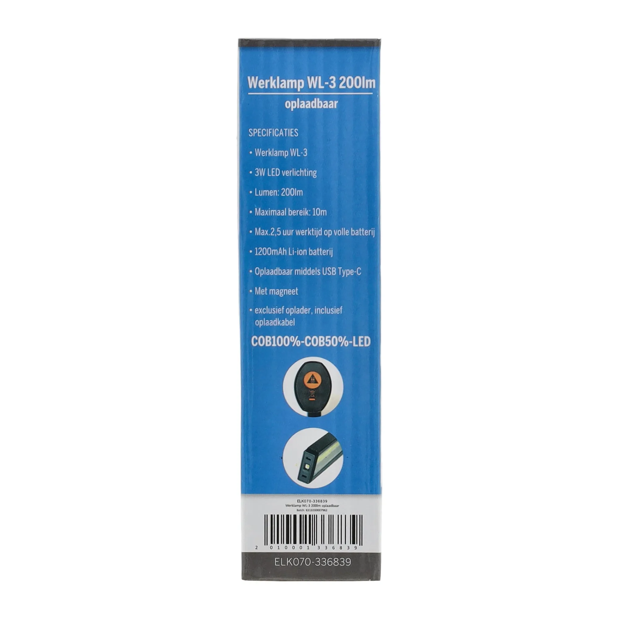 Diamant Bouwlampen>Werklamp WL-3 200lm oplaadbaar